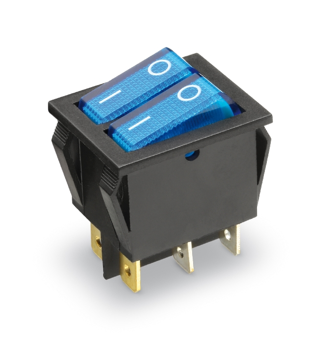 Doppel-Wippenschalter beleuchtet je 1-polig EIN 250V~/15A