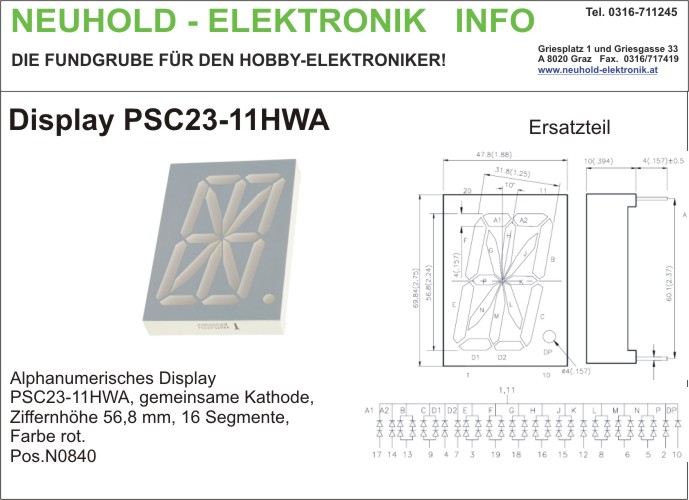 Alphanumerisches Display PSC23-11HWA