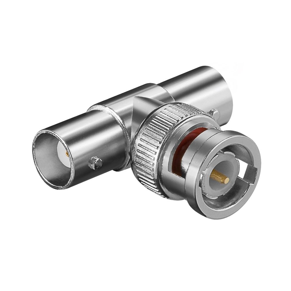 BNC-Stecker > 2x BNC-Kupplung T-Adapter mit vergoldeten Kontakten