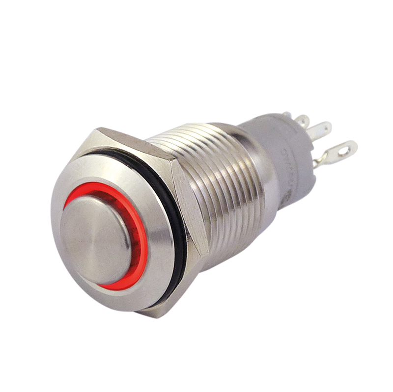 Metall-Taster 16 mm mit LED-Ringbeleuchtung rot 1-polig UM