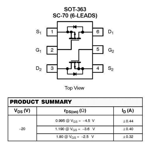 SI1903DL-T1-E3 Dual P-Ch. -20V/0.44A, 20er Pkg.
