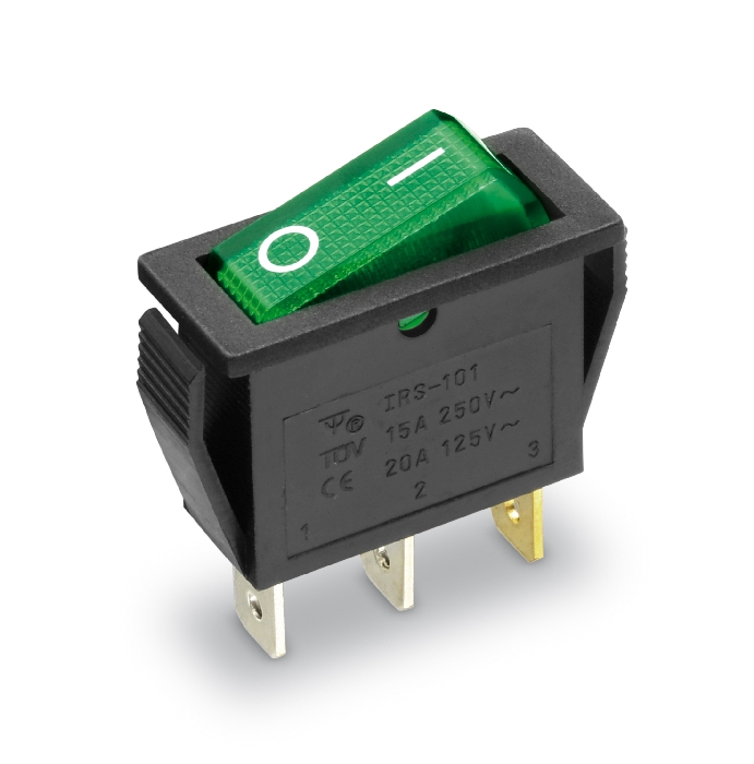 Wippenschalter beleuchtet je 1-polig EIN 250V~/15A