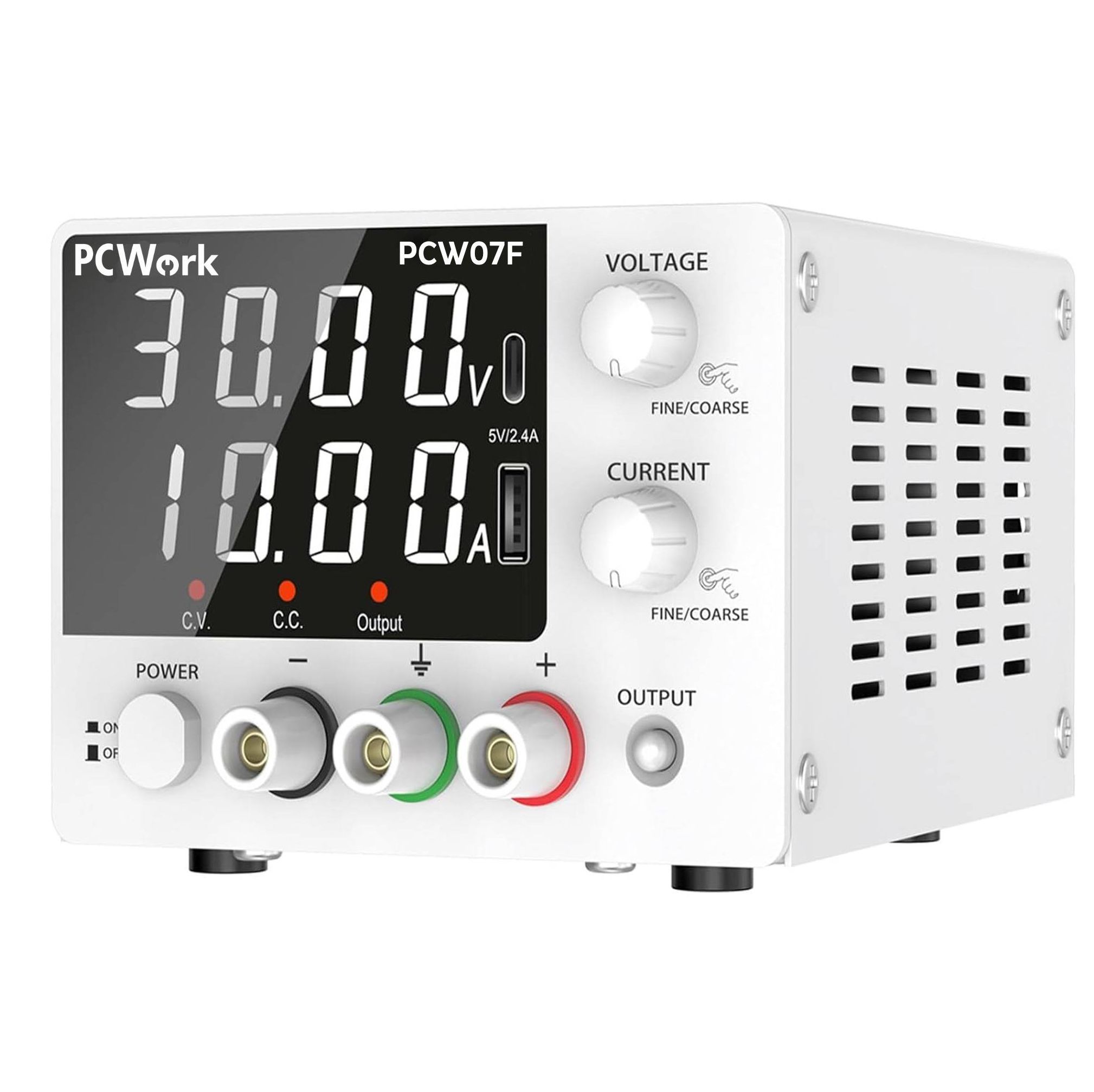 Labornetzteil 0-30V / 10A DC | 300W regelbares Tischnetzgerät mit USB & Typ-C