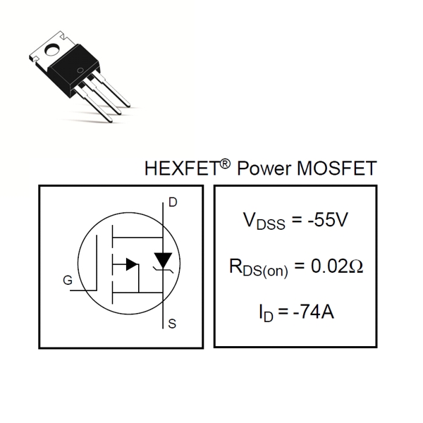 RF4905 P-Ch 55V 74A 200W 0,02R TO220AB