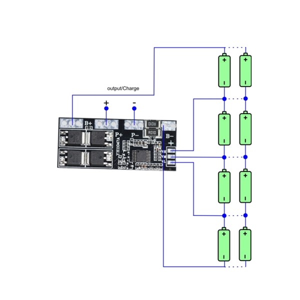 PCM Akku-Schutzbeschaltung für 4 Lithium Akkus