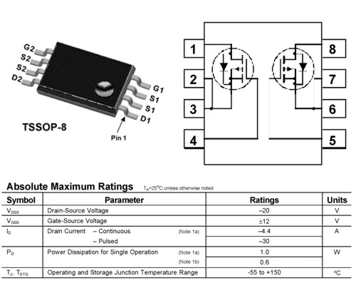 FDW2502P Dual P-Channel 2.5V 10er Pkg