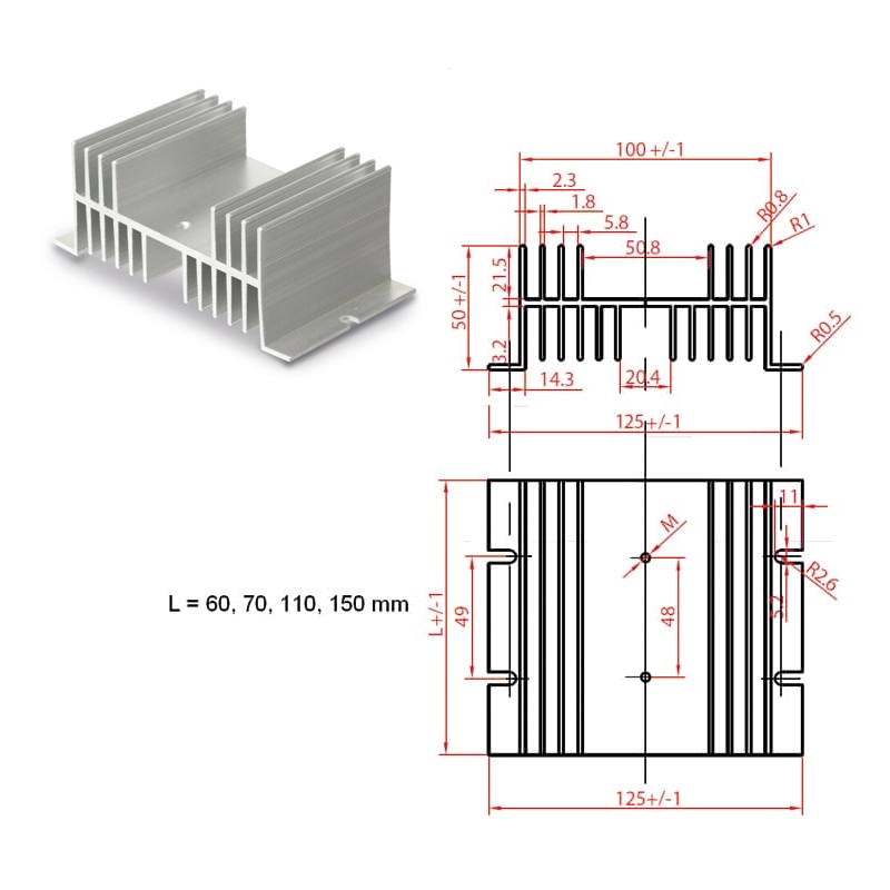 Strangkühlkörper KAB-70/125/50