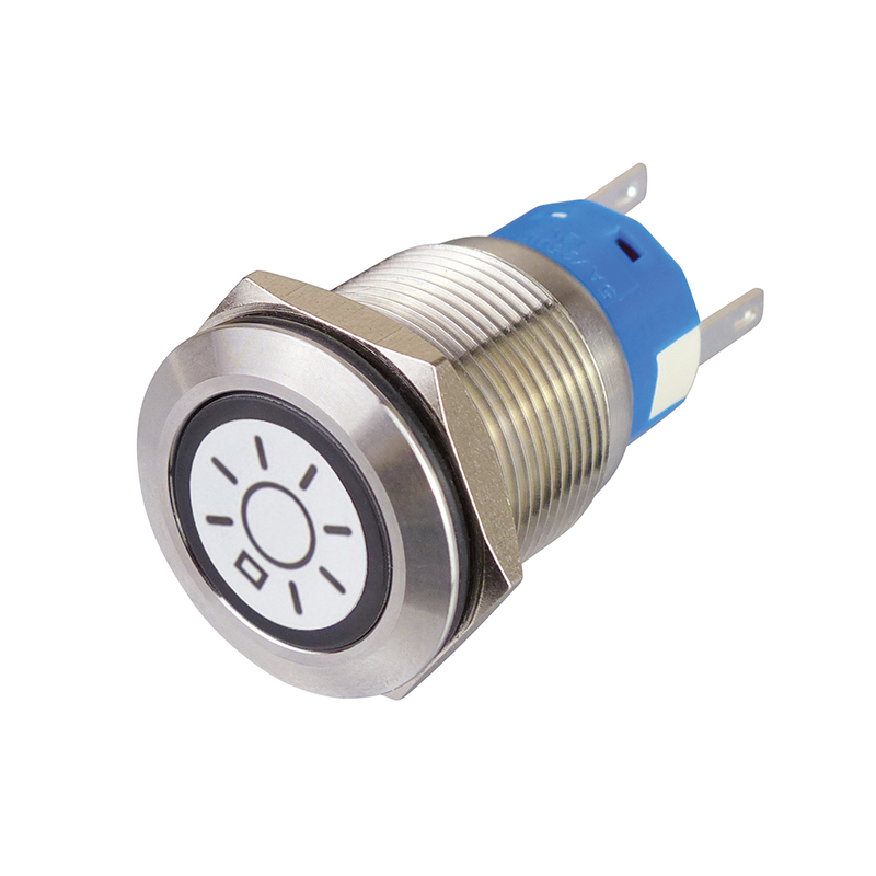 Vollmetalltaster Edelstahl mit Licht-Symbol, 1-polig