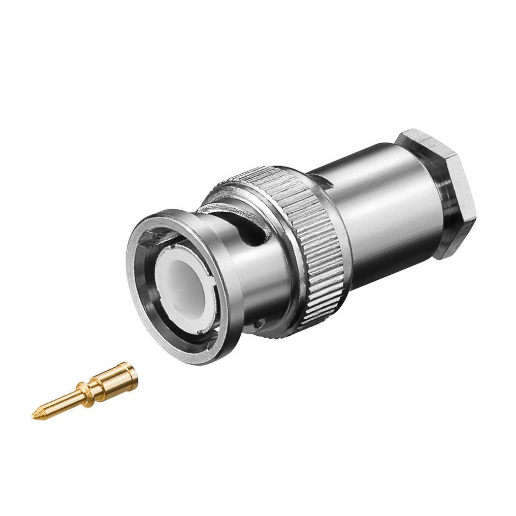 BNC-Stecker mit Schraubanschluss für RG58-/U-Kabel, mit vergoldetem Pin