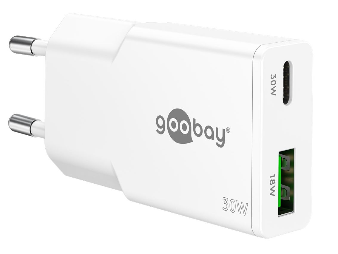 USB-C™ PD GaN Dual-Schnellladegerät 30 W Slim weiß