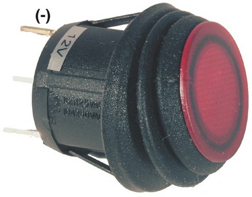 Wippschalter IP65, 1xEIN 24V-/10A rot, 12V LED-Beleuchtung