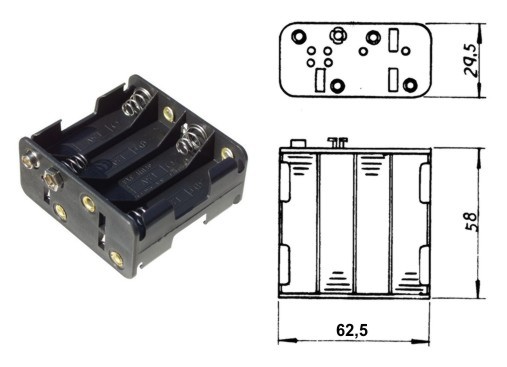 Kunststoff-Batteriehalter 8 x UM 3