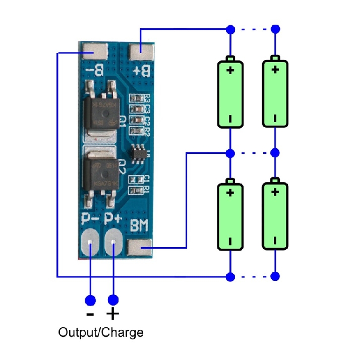 PCM-2S-8A Akku-Schutzbeschaltung für 2 Lithium Akku