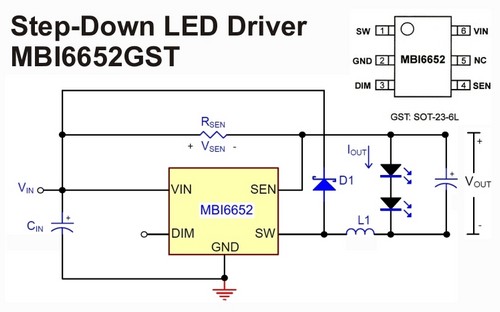 Step-Down LED Driver MBI6652GST 5er Pkg