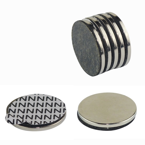 Neodymiummagnet-Set 5 Stück 19 x 1,5 mm mit Klebeseite