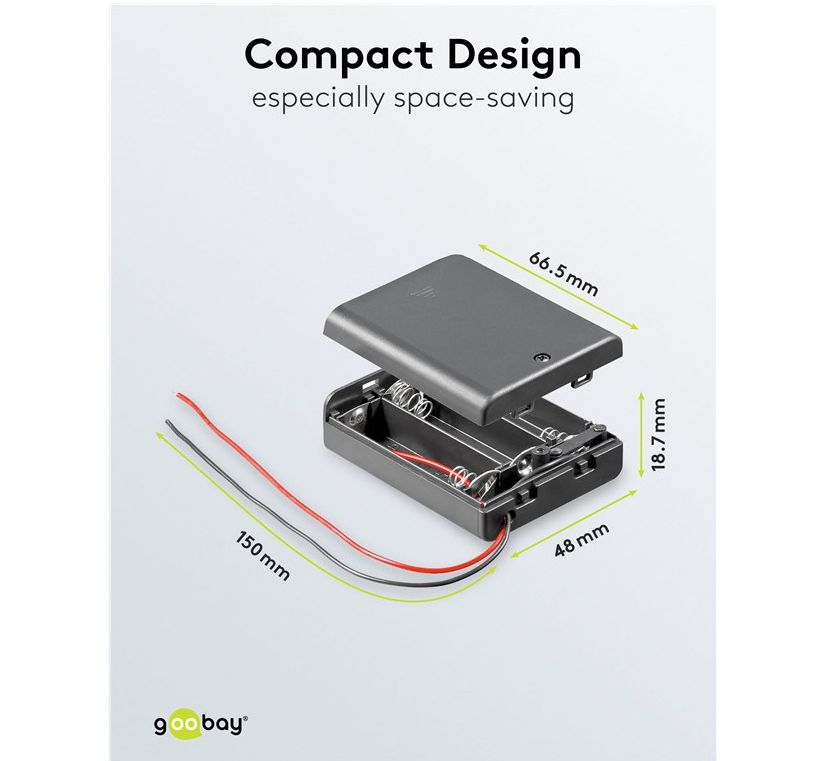 Kunststoff-Batteriehalterbox 3 x UM 3 mit Schalter