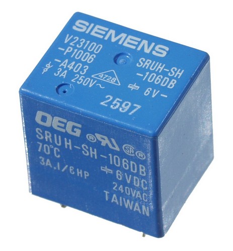 Printrelais V23100-P1006-A403, Spule 6V-, 1-polig Aus 3A/250V~