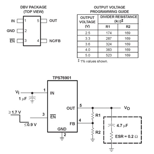 TBS76901DBVR 100mA LowDrop Spannungsregler 10 Stück