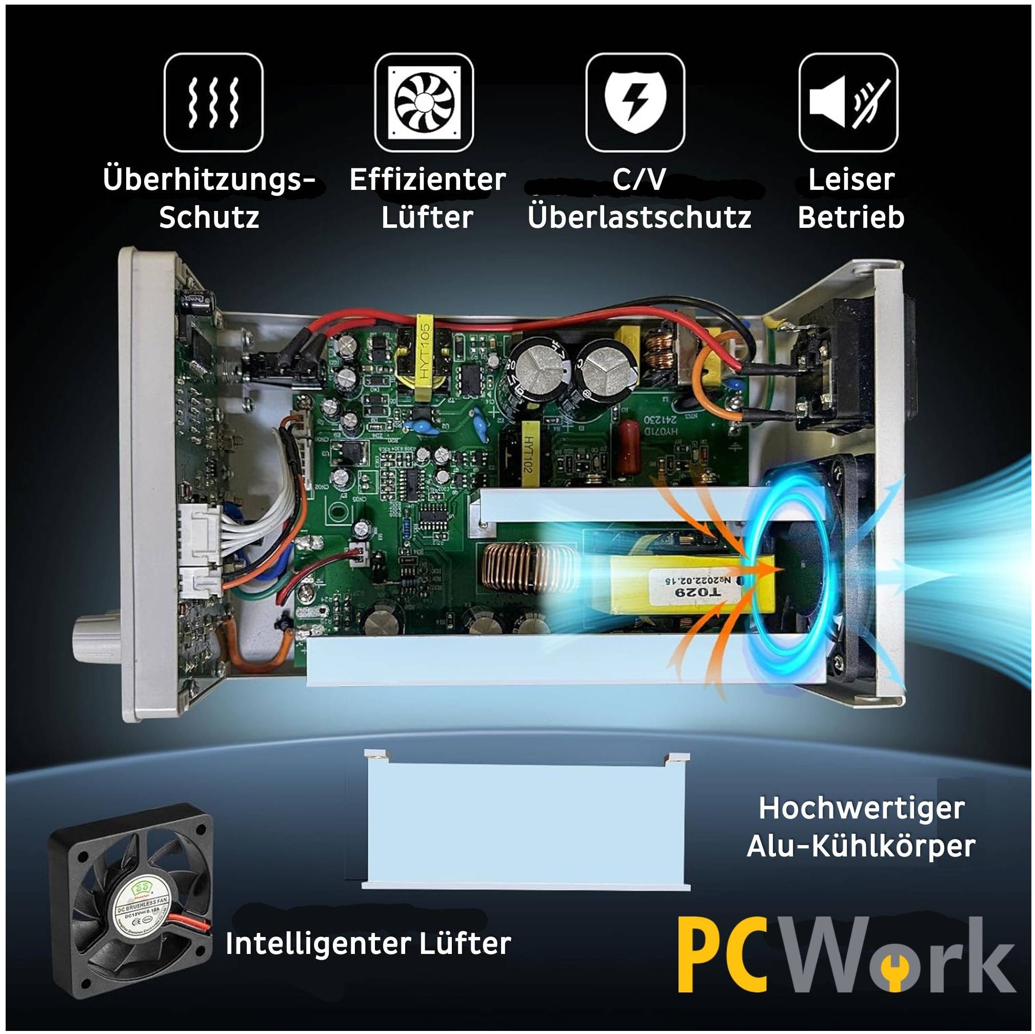 Labornetzteil 0-30V / 5A DC | 150W regelbares Netzgerät mit USB & Typ-C