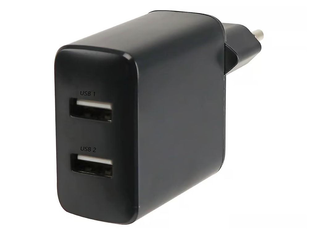 USB-Ladegerät, Dual, 2x 5V/2,4A, 24W, schwarz