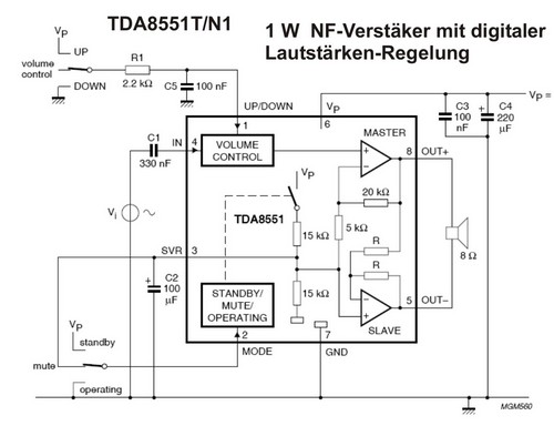 TDA8551T/N1 1 W NF-Verstärker 10er Pkg.