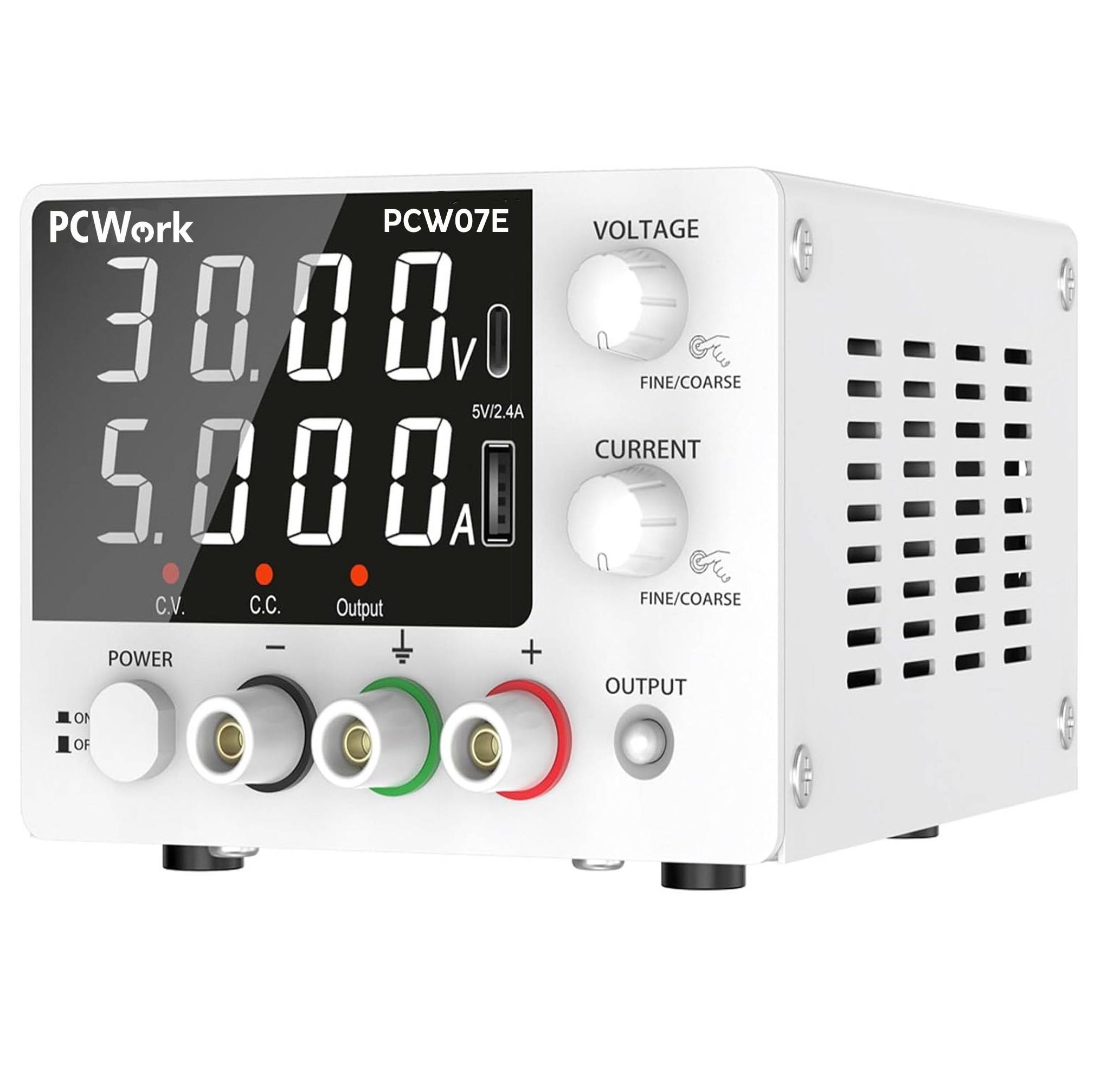 Labornetzteil 0-30V / 5A DC | 150W regelbares Netzgerät mit USB & Typ-C