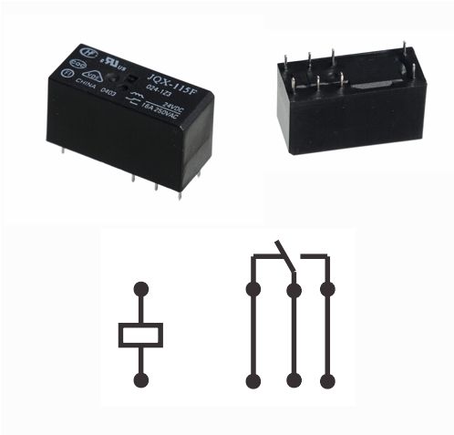 Printrelais JQX-115F Spule 24V- 1-polig UM 16A/250V~