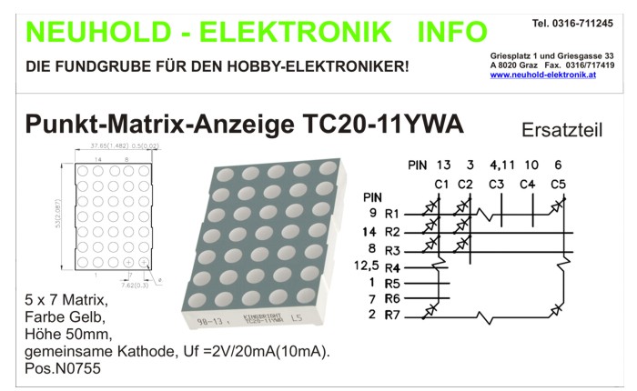 Punkt-Matrix-Anzeige TC20-11YWA