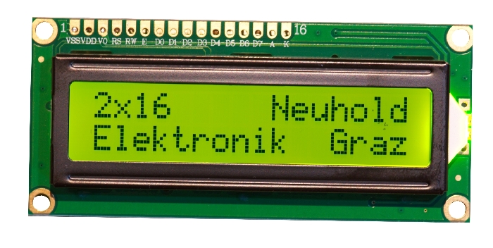 Display 2x16 Zeichen 1602A gelb