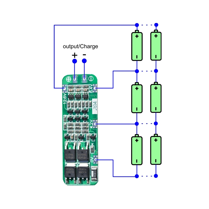 PCM Akku-Schutzbeschaltung für 3 Lithium Akkus