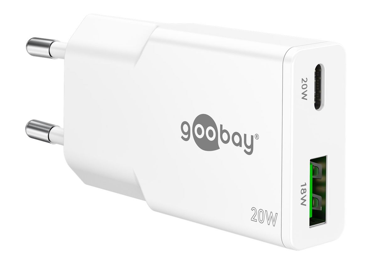 USB-C™ PD GaN Dual-Schnellladegerät 20 W Slim weiß