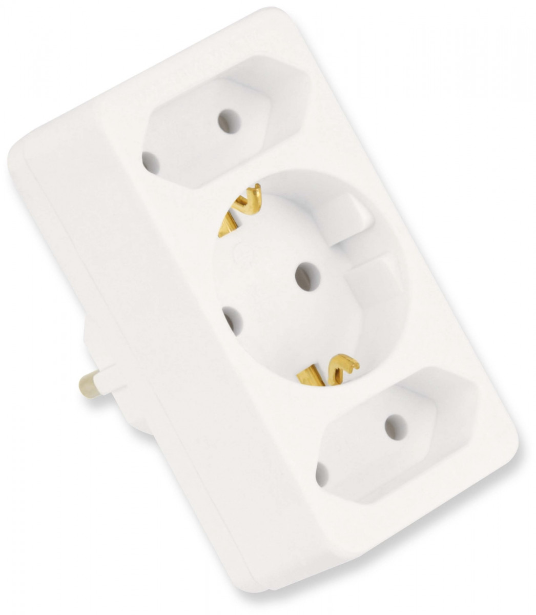 Mehrfachsteckdose 2xEuro/1xSchuko 16A/250V weiß
